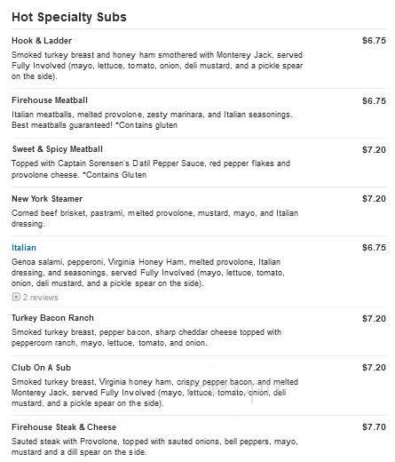 Firehouse Subs - Martinsburg, WV menu_pic
