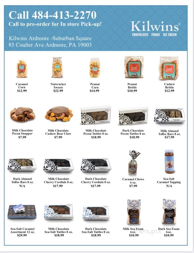 Kilwin's Chocolates & Ice Cream - Ardmore, PA menu_pic