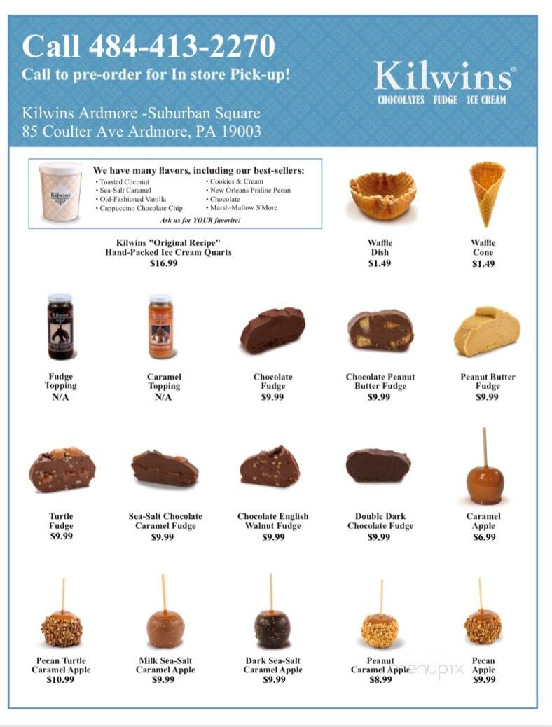 Kilwin's Chocolates & Ice Cream - Ardmore, PA menu_pic