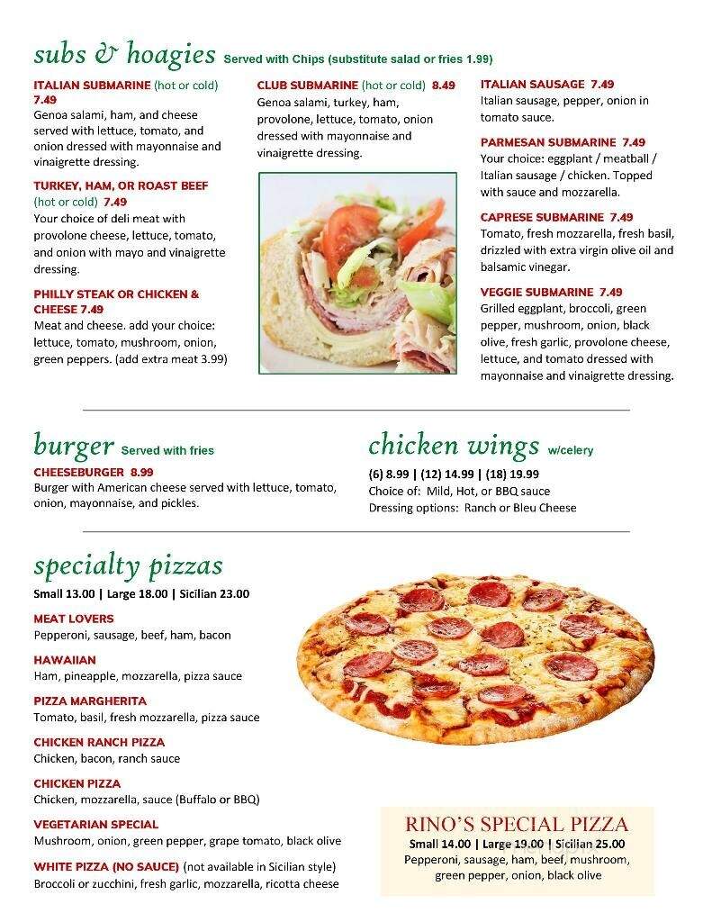 Rino's Italian Grill & Pizza - Creedmoor, NC menu_pic