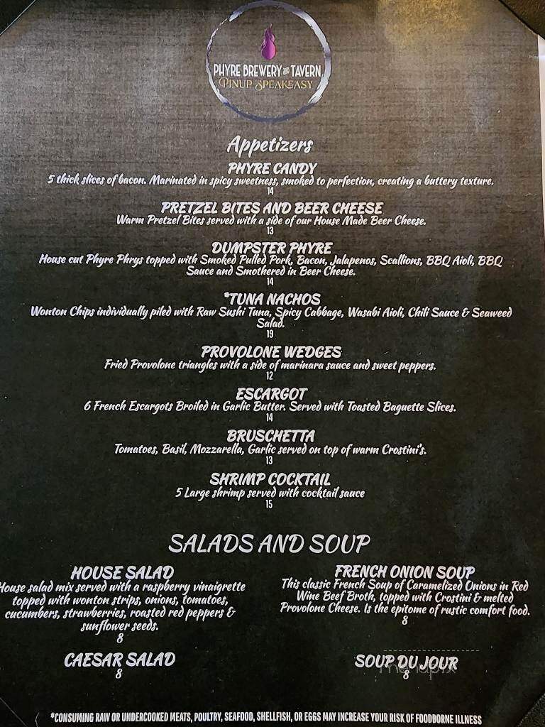 Phyre Pinup Speakeasy & Brewery - St. Cloud, FL menu_pic