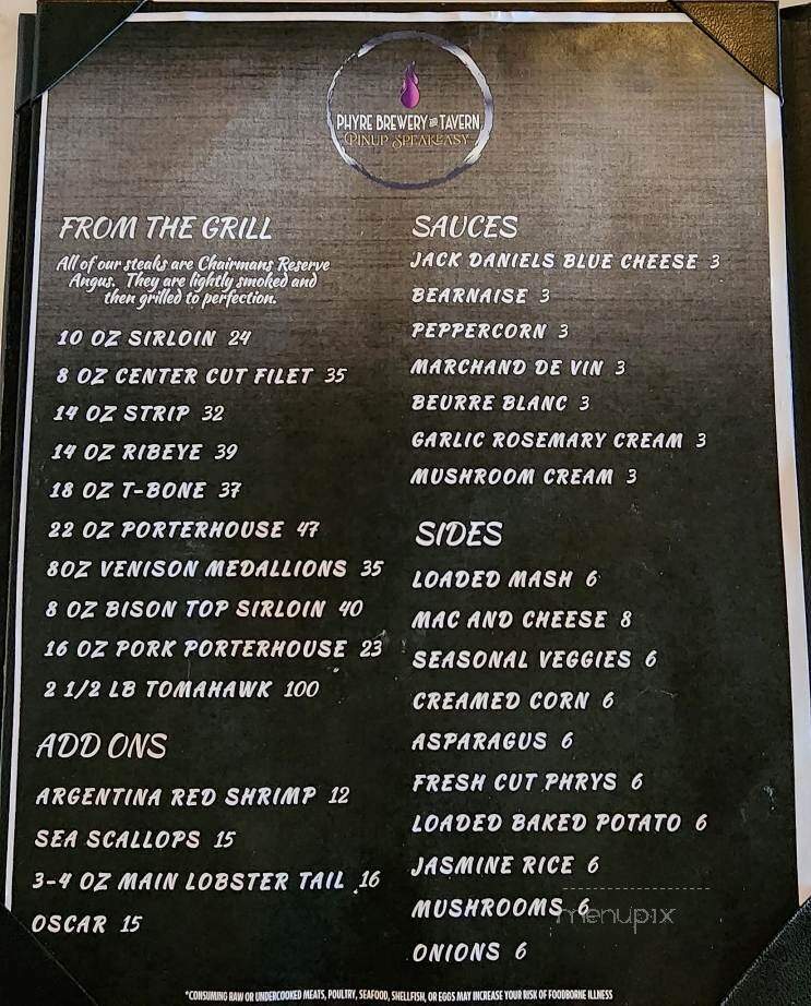 Phyre Pinup Speakeasy & Brewery - St. Cloud, FL menu_pic