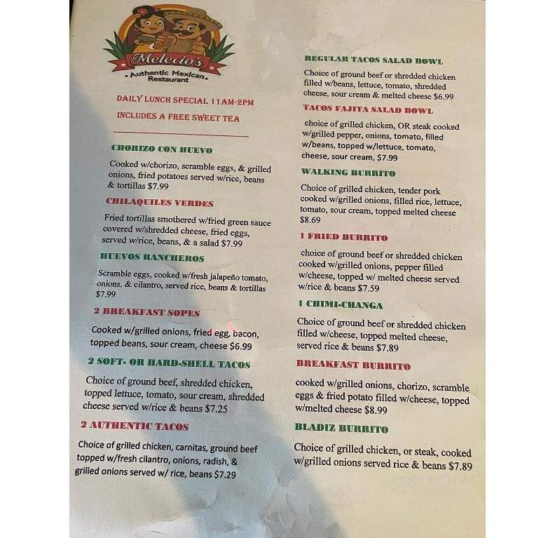 Melecio's - Pembroke, NC menu_pic