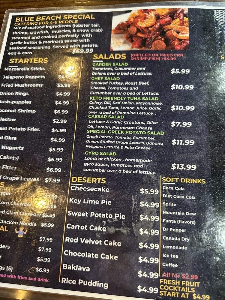 Blue Beach Restaurant & Bar - St. Petersburg, FL menu_pic