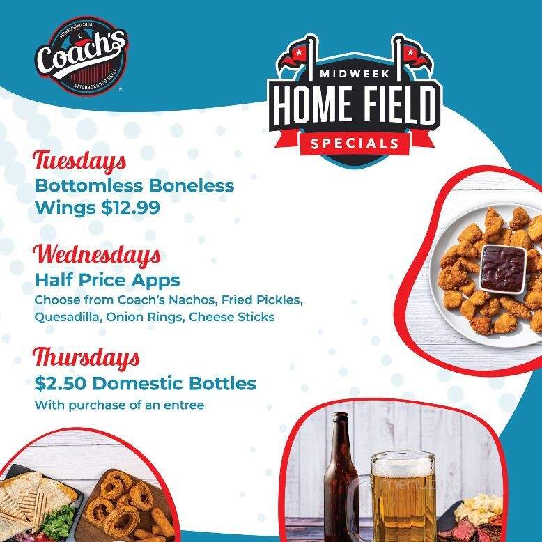 Coach's Neighborhood Grill - Shelby, NC menu_pic