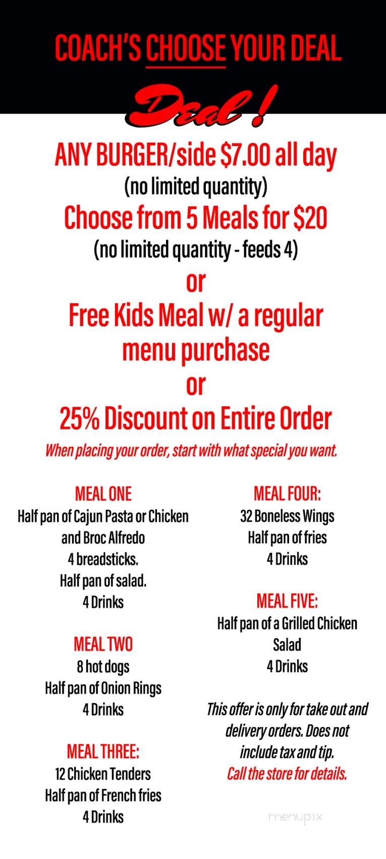 Coach's Neighborhood Grill - Shelby, NC menu_pic