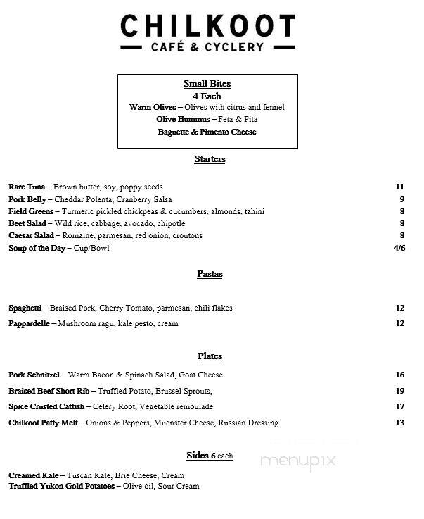 Chilkoot Cafe and Cyclery - Stillwater, MN menu_pic