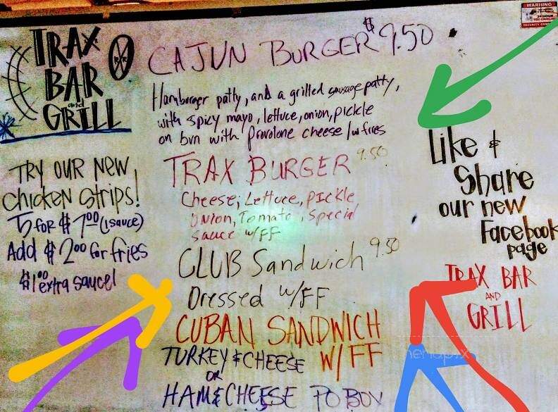Trax - Long Beach, MS menu_pic