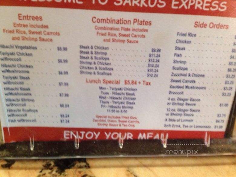 Sarkus Express - Sanford, NC menu_pic