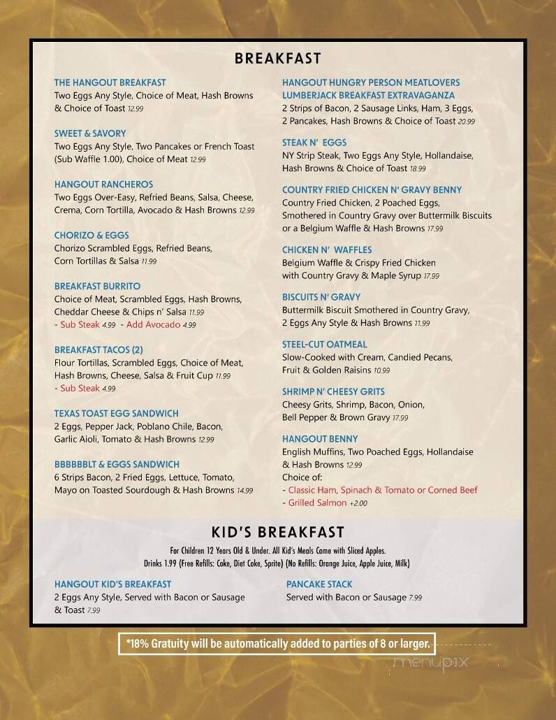The Hangout Restaurant & Beach Bar - Seal Beach, CA menu_pic