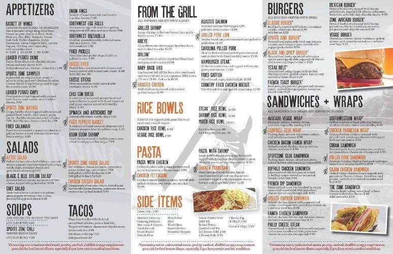 Lillington Sports Zone - Lillington, NC menu_pic