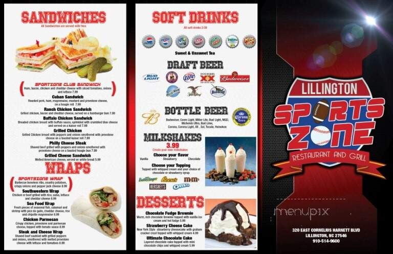Lillington Sports Zone - Lillington, NC menu_pic