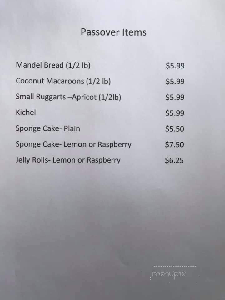 Weinberg's Bakery - Hull, MA menu_pic