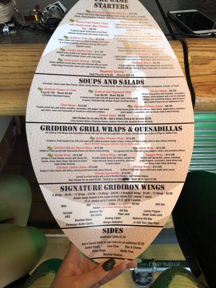 Gridiron Grill - Callaway, MD menu_pic