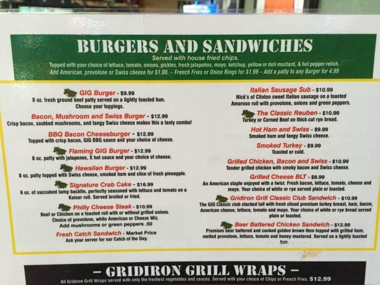 Gridiron Grill - Callaway, MD menu_pic