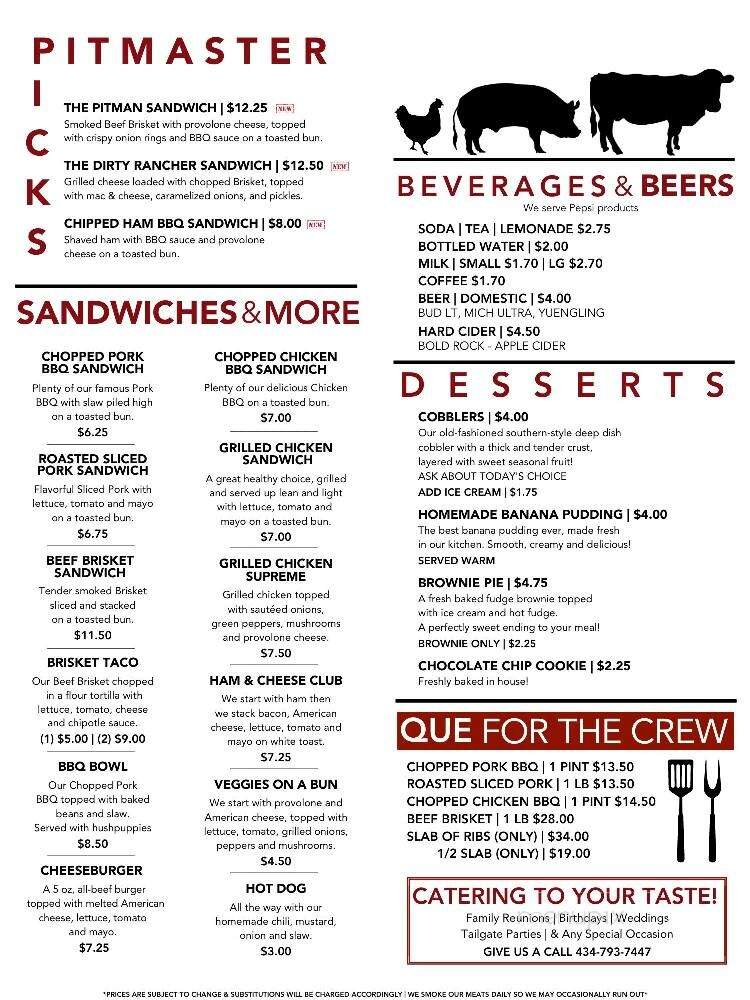Checkered Pig - Danville, VA menu_pic