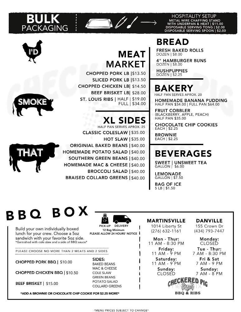 Checkered Pig - Danville, VA menu_pic
