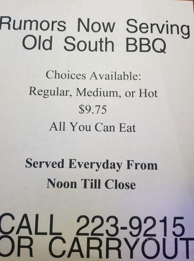 Rumors - Rochester, IN menu_pic