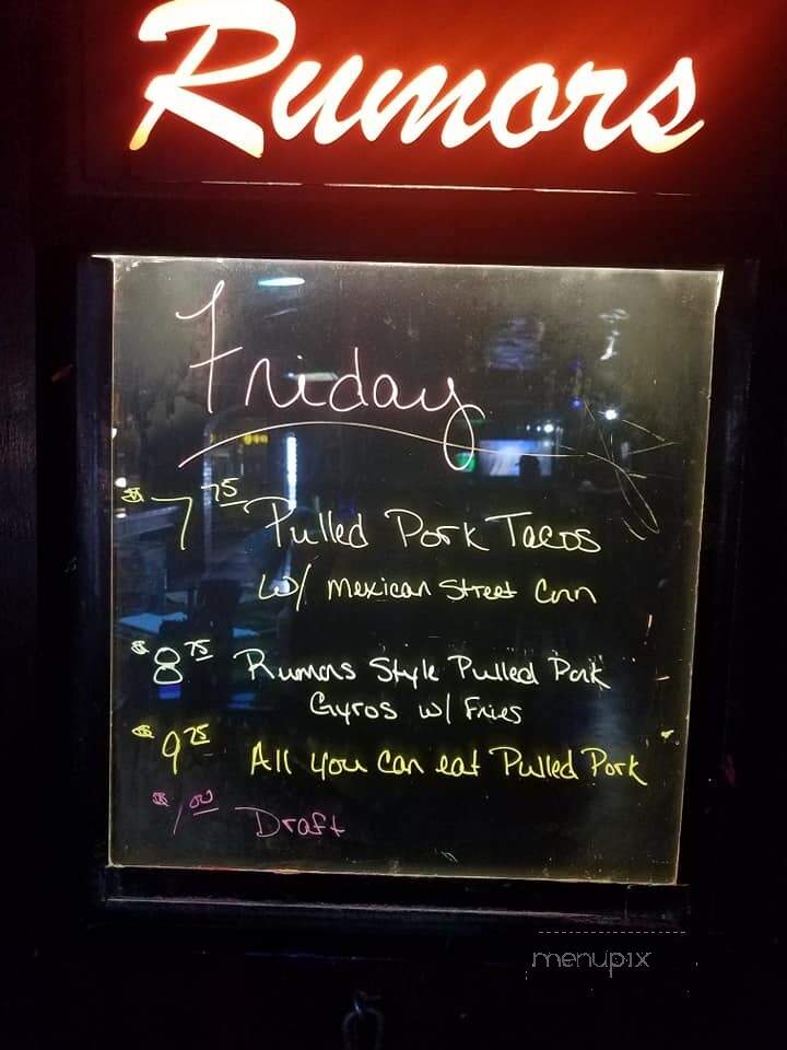 Rumors - Rochester, IN menu_pic