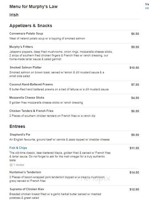 Murphy's Law - Bryan, TX menu_pic