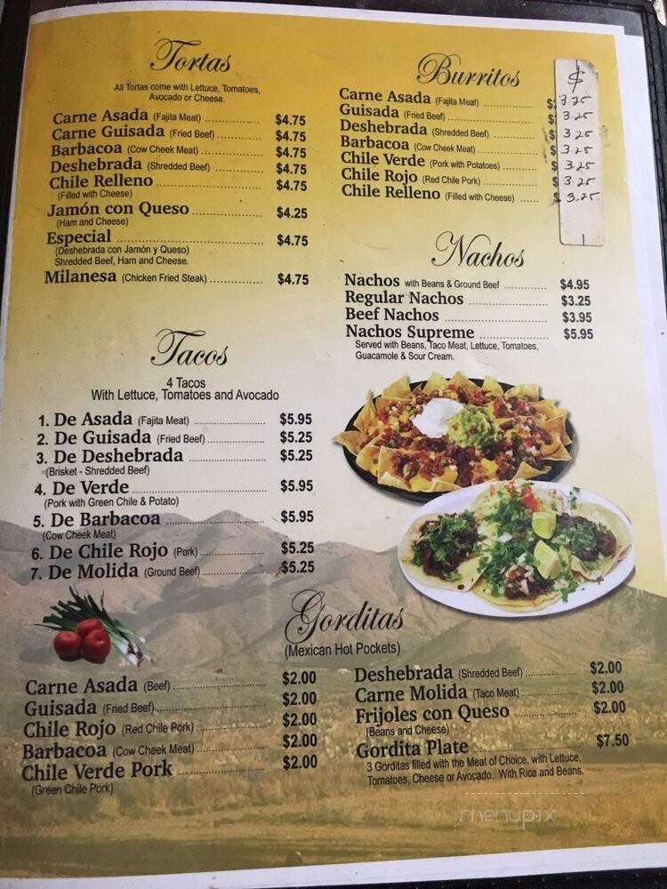 Pancho Villa Restaurant - Amarillo, TX menu_pic