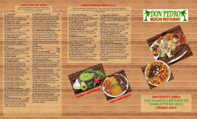 Don Pedro Mexican Restaurant - Pineville, NC menu_pic