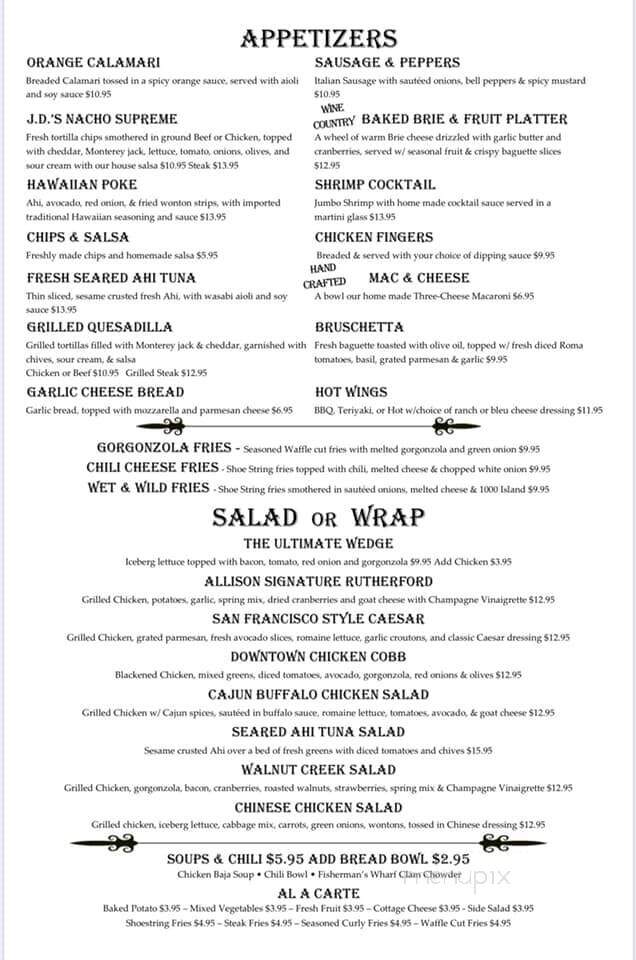 JD Allison's Bar Gril - Upland, CA menu_pic