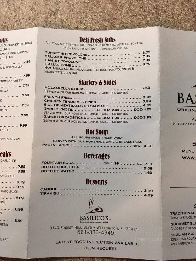 Basilico's - Wellington, FL menu_pic