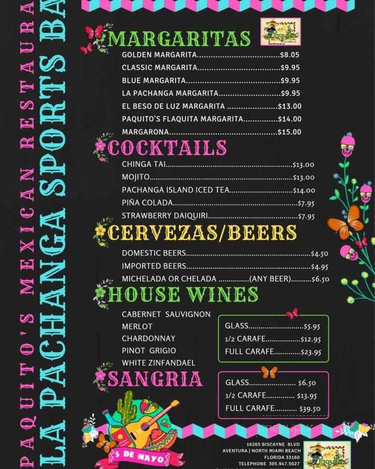 Paquito's Mexican Restaurant - Aventura, FL menu_pic