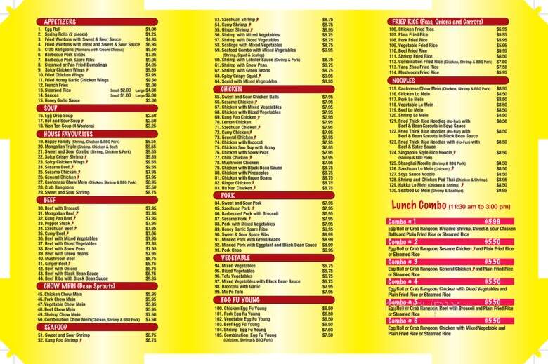 China Garden Chinese Restaurant - Stouffville, ON menu_pic
