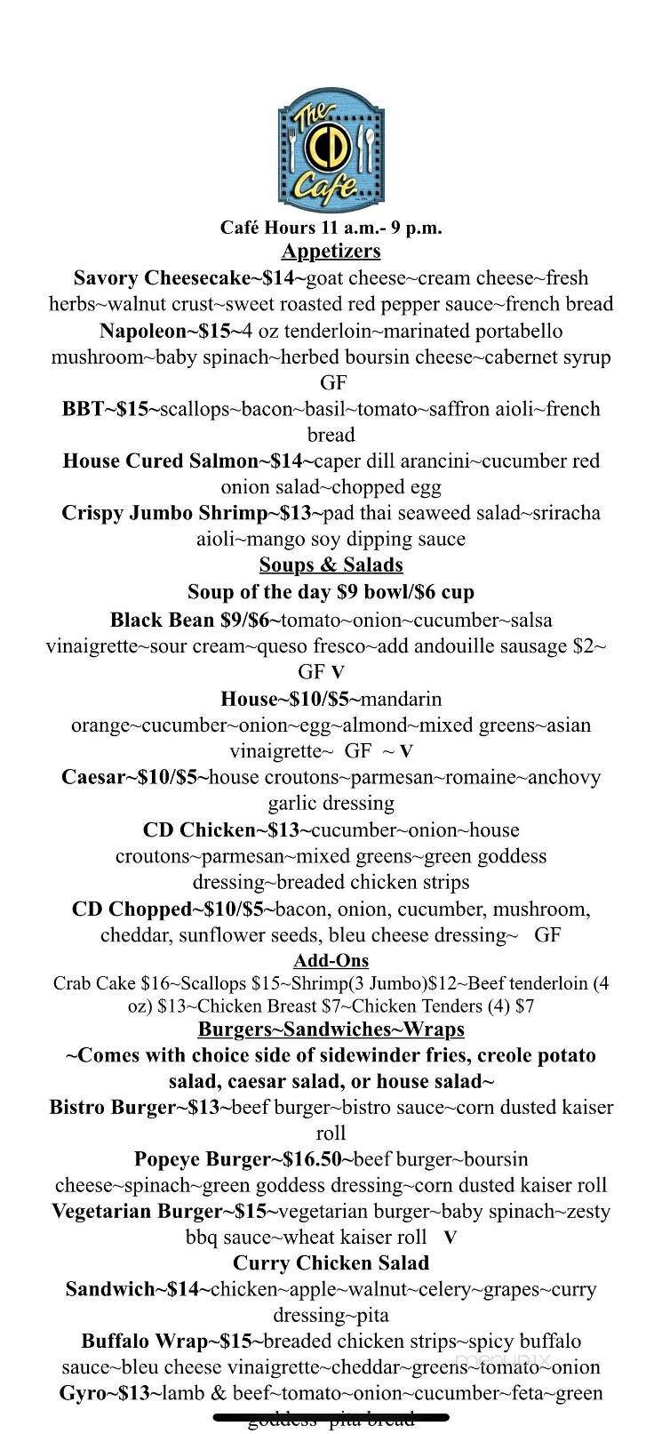 C D Cafe - Solomons, MD menu_pic