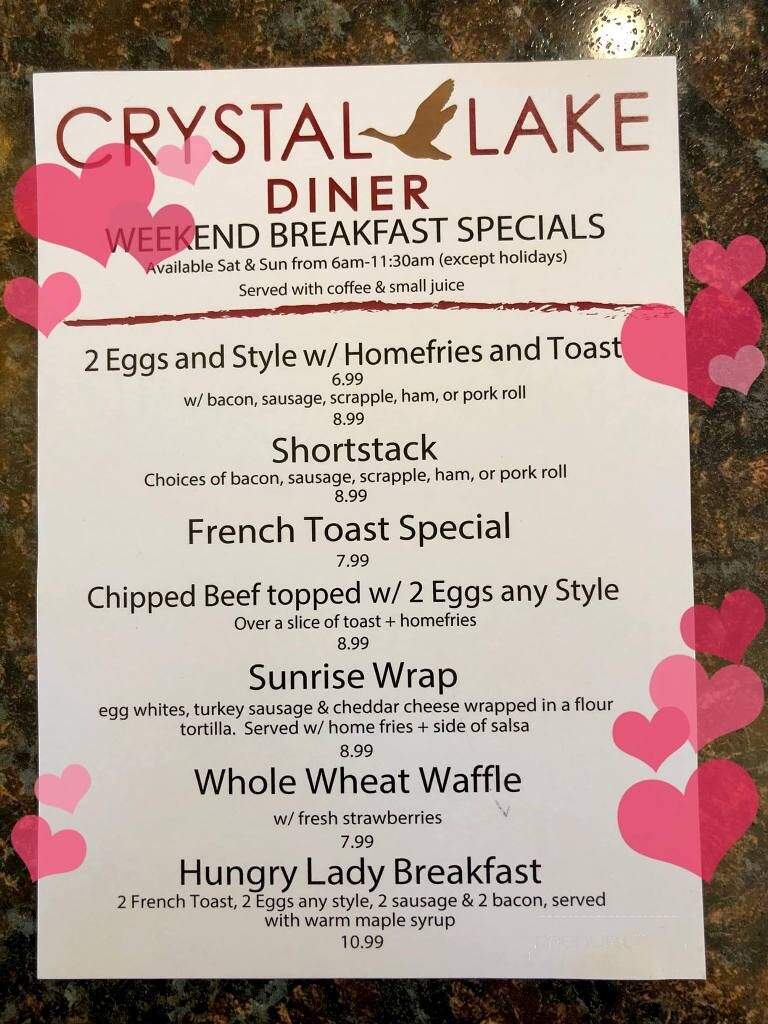 Crystal Lake Diner - Haddon Township, NJ menu_pic