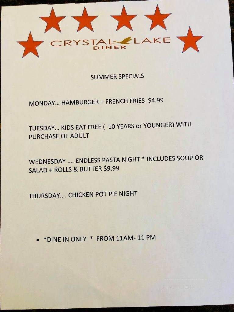 Crystal Lake Diner - Haddon Township, NJ menu_pic