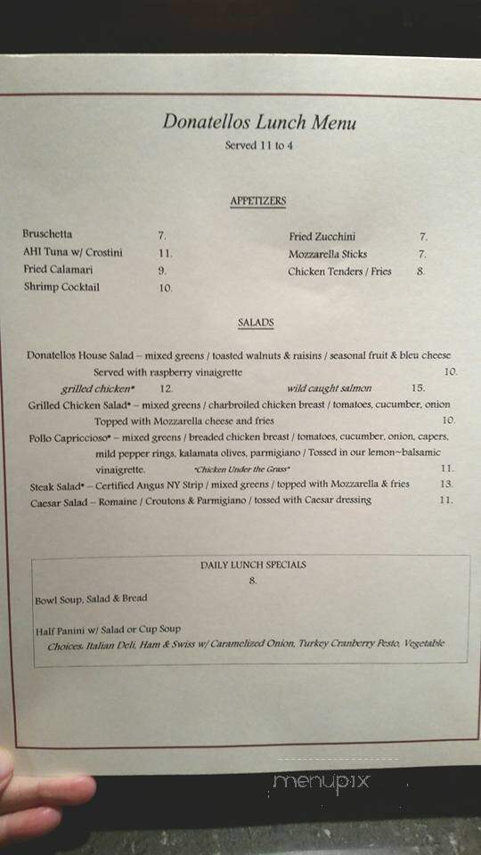 Donatello's Fine Family Restaurant - Indiana, PA menu_pic