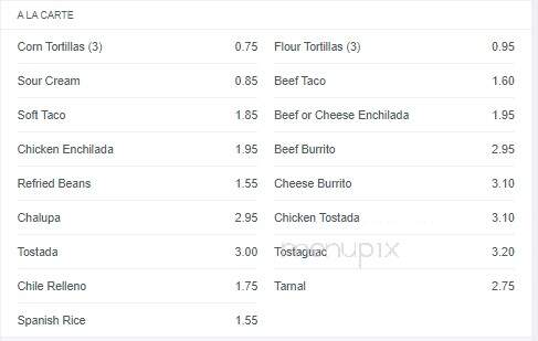 El Canelo Mexican Restaurant - New Castle, PA menu_pic