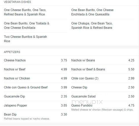 El Canelo Mexican Restaurant - New Castle, PA menu_pic