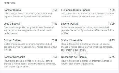 El Canelo Mexican Restaurant - New Castle, PA menu_pic