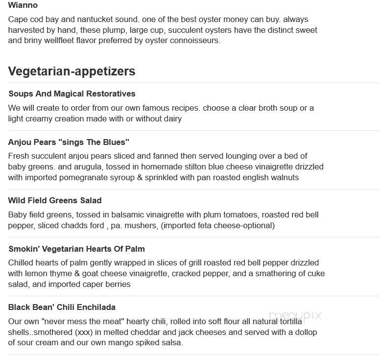 Gracie's 21st Century Cafe - Pine Forge, PA menu_pic