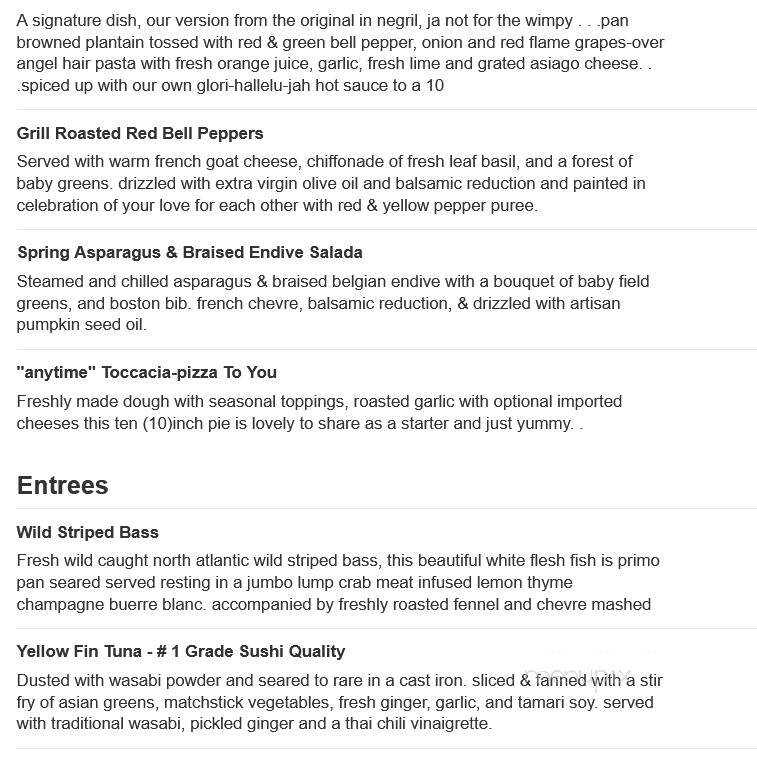 Gracie's 21st Century Cafe - Pine Forge, PA menu_pic