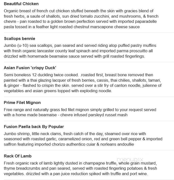 Gracie's 21st Century Cafe - Pine Forge, PA menu_pic
