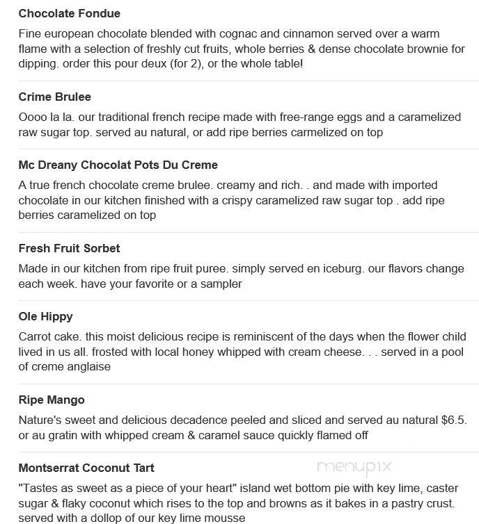Gracie's 21st Century Cafe - Pine Forge, PA menu_pic