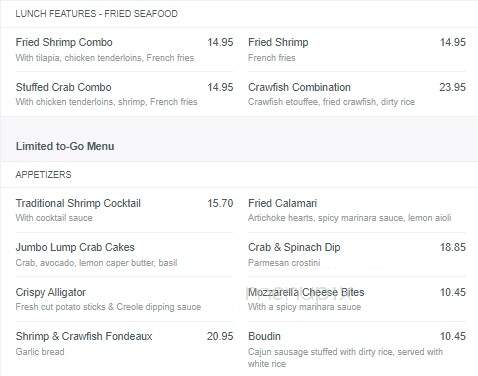 Pappadeaux Seafood Kitchen - Shenandoah, TX menu_pic