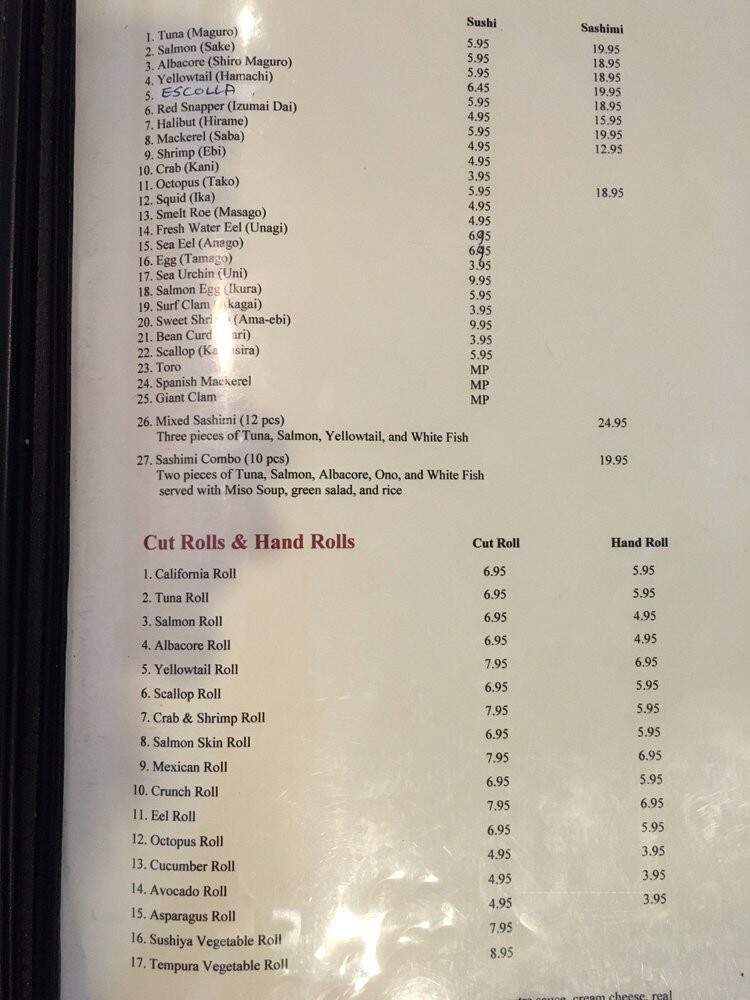 Sushiya Restaurant - San Luis Obispo, CA menu_pic