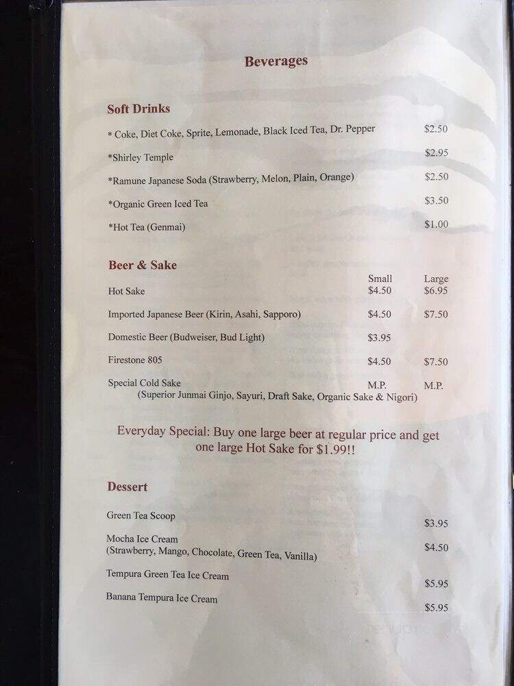 Sushiya Restaurant - San Luis Obispo, CA menu_pic