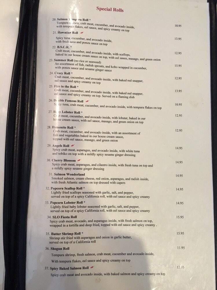 Sushiya Restaurant - San Luis Obispo, CA menu_pic