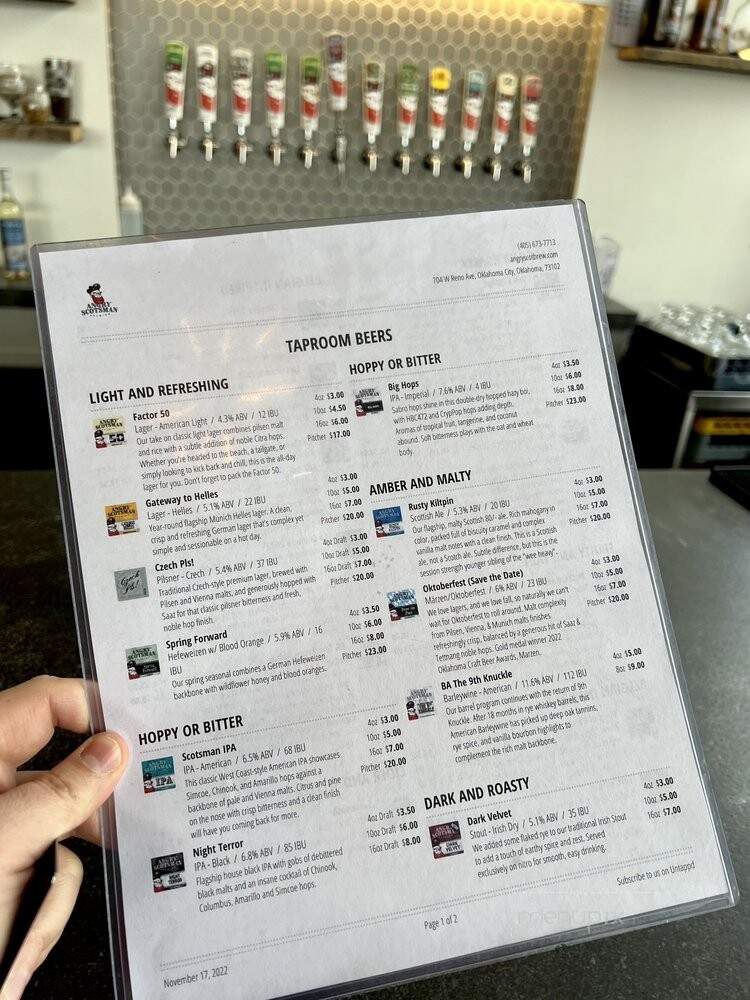 Angry Scotsman Brewing - Oklahoma City, OK menu_pic