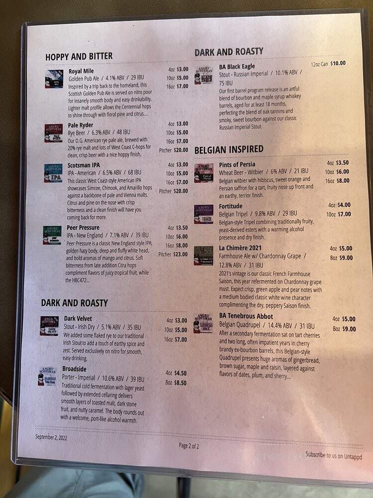 Angry Scotsman Brewing - Oklahoma City, OK menu_pic