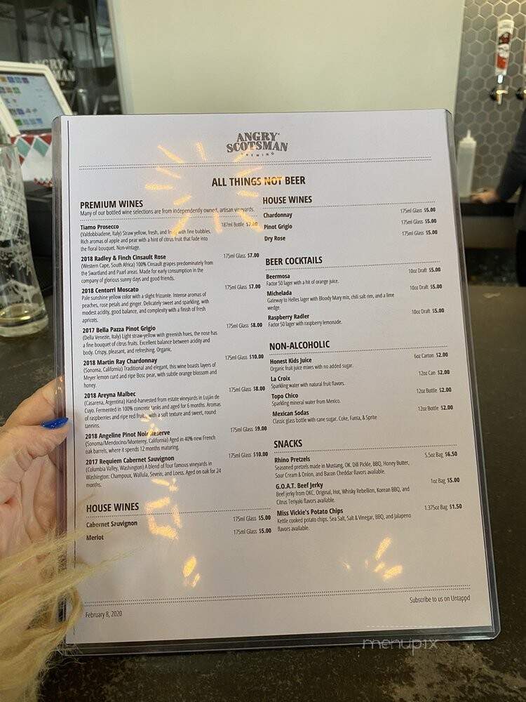 Angry Scotsman Brewing - Oklahoma City, OK menu_pic