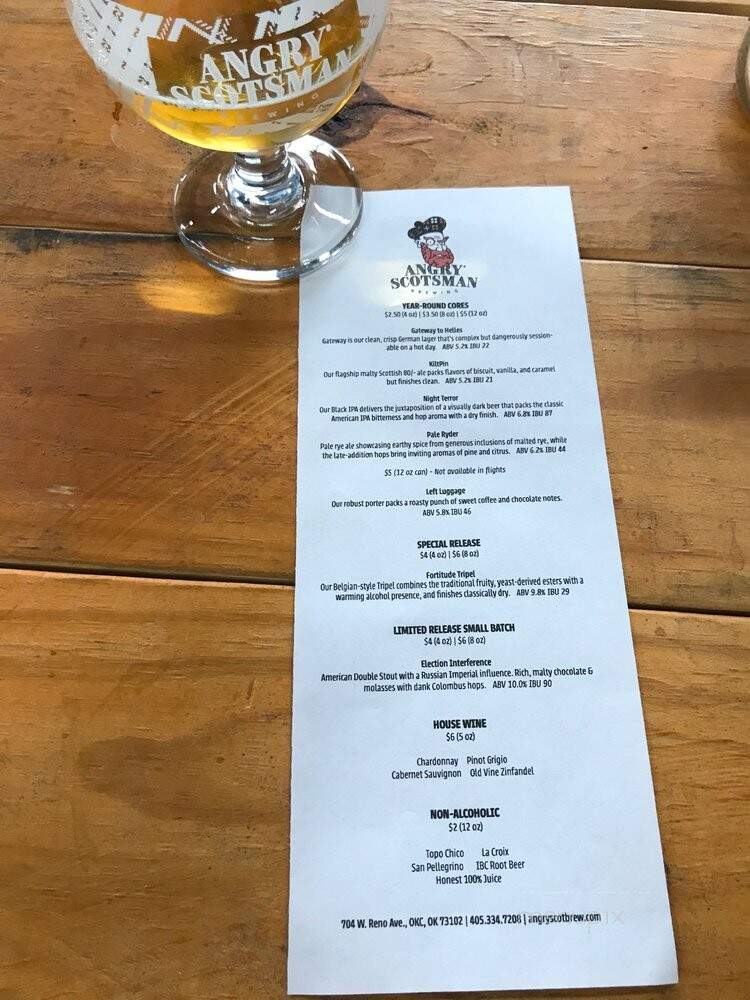 Angry Scotsman Brewing - Oklahoma City, OK menu_pic
