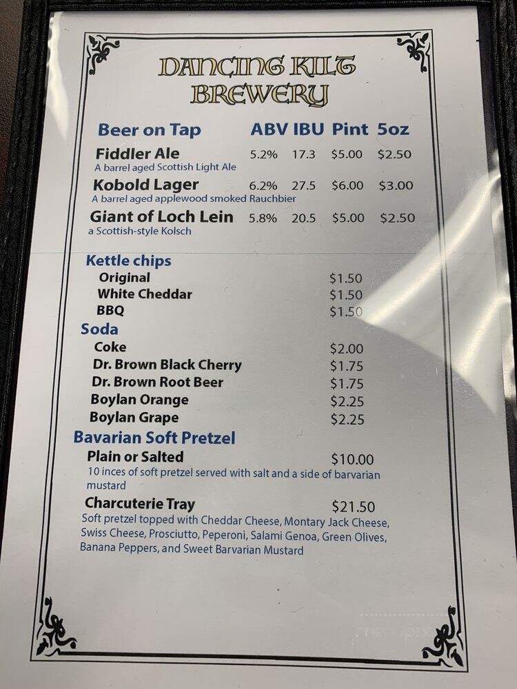Dancing Kilt Brewery - Chester, VA menu_pic